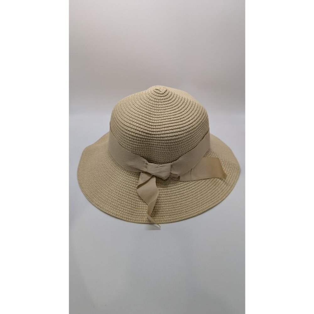 Light Tan Paper Straw Hat with Interchangeable Bands